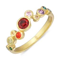 multifarget zirkon ring i forgylt sølv - Bubbly Twist