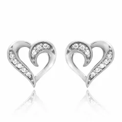 Hjerte hvite zirkon ørestikker i sølv