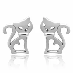 Blanke  katt ørestikker i sølv