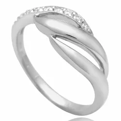 Elegant hvit zirkon ring i sølv