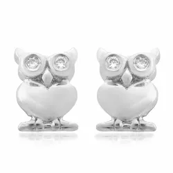 ugle zirkon ørestikker i sølv