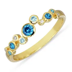 blå zirkon ring i forgylt sølv - Bubbly Twist