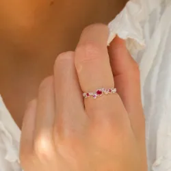 rosa zirkon ring i sølv - Bubbly Twist