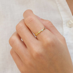 multifarget zirkon ring i forgylt sølv - Bubbly Twist