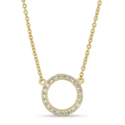 rund zirkon halskjede med anheng i forgylt sølv