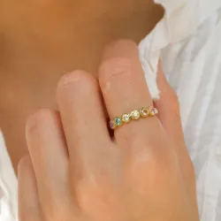 multifarget zirkon ring i forgylt sølv - Bubbly Twist