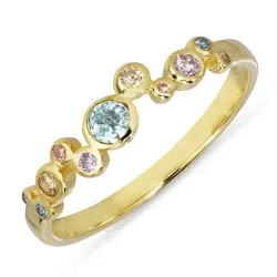multifarget zirkon ring i forgylt sølv - Bubbly Twist