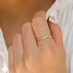 multifarget zirkon ring i forgylt sølv - Bubbly Twist