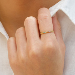 multifarget zirkon ring i forgylt sølv