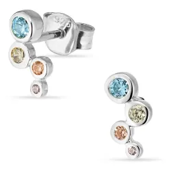 multifargede zirkon ørestikker i sølv - Bubbly Twist