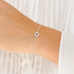 hjerte hvit zirkon armbånd i sølv