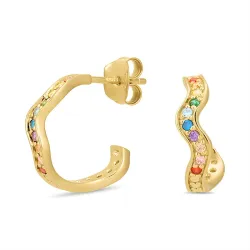 multifargede zirkon halvcreol i forgylt sølv