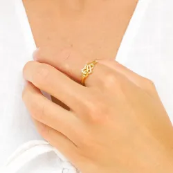 infinity zirkon ring i forgylt sølv