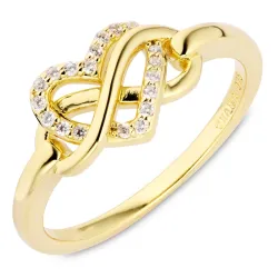 infinity zirkon ring i forgylt sølv