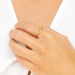 infinity zirkon ring i forgylt sølv