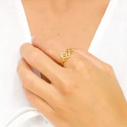 infinity zirkon ring i forgylt sølv