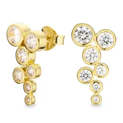 zirkon øredobber i forgylt sølv - Bubbly Sparkle