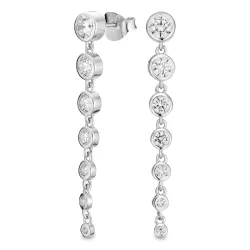 lange zirkon øredobber i sølv - Bubbly Sparkle