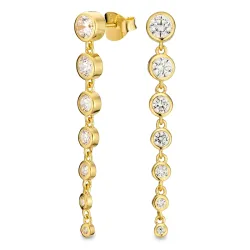 lange zirkon øredobber i forgylt sølv - Bubbly Sparkle