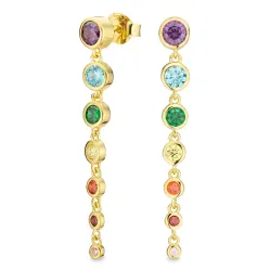lange multifarget zirkon øredobber i forgylt sølv - Bubbly Twist