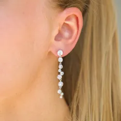 lange zirkon øredobber i sølv - Bubbly Sparkle
