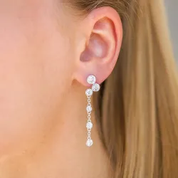 lange zirkon øredobber i sølv - Bubbly Sparkle