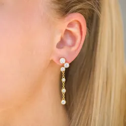 lange zirkon øredobber i forgylt sølv - Bubbly Sparkle