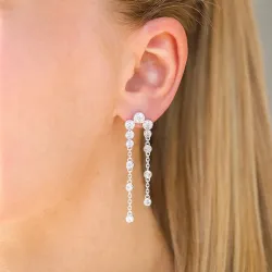 lange zirkon øredobber i sølv - Bubbly Sparkle