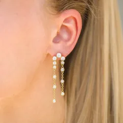 lange zirkon øredobber i forgylt sølv - Bubbly Sparkle