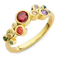 multifarget zirkon ring i forgylt sølv - Bubbly Twist