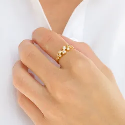 zirkon ring i forgylt sølv - Bubbly Sparkle