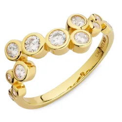zirkon ring i forgylt sølv - Bubbly Sparkle