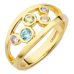 multifarget zirkon ring i forgylt sølv - Bubbly Twist