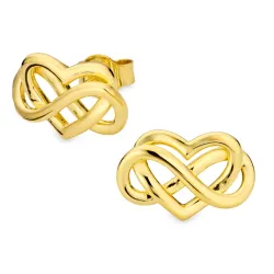 hjerte infinity ørestikker i forgylt sølv - Amoré