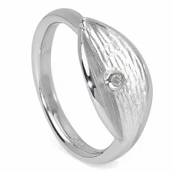 Strukturert blad ring i sølv