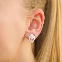 ovale zirkon øeklipps  i sølv