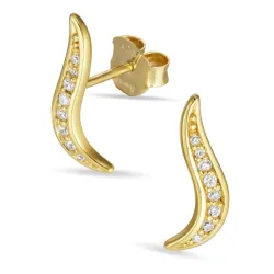 zirkon øredobber i forgylt sølv