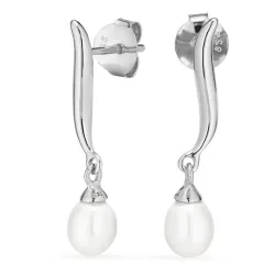 perle øredobber i sølv