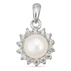 blomst perle anheng i sølv