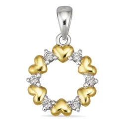 hjerte zirkon anheng i forgylt sølv