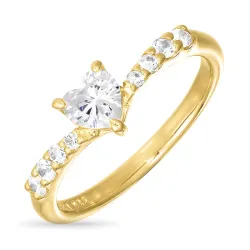 zirkon ring i forgylt sølv