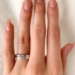 ekte ring i sølv med 8 karat gull