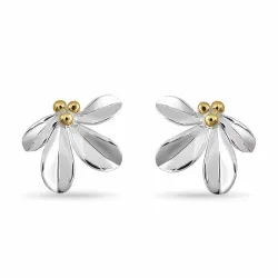blomst ørestikker i sølv med forgylt sølv