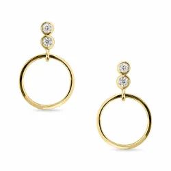 runde zirkon øredobber i forgylt sølv