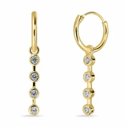 lange zirkon creol i forgylt sølv