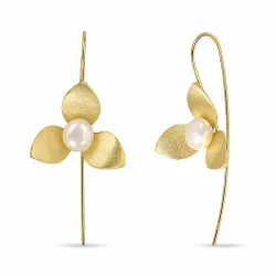 blomst perle ørekroker i forgylt sølv