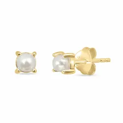 4 mm perle ørestikker i forgylt sølv