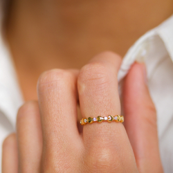 hjerte zirkon ring i forgylt sølv