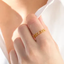 hjerte ring i forgylt sølv