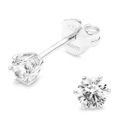 4 mm zirkon solitaireørepynt i sølv